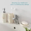 Set 3 accesorii baie Navaris, polirasina, suport periute, dozator si savoniera, gri, rasina
