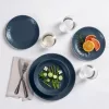 Set 18 piese vesela Navaris, 6 persoane, 27 cm, farfurii si boluri, albastru, Ceramica/ceramica