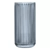 Vaza ribbed Navaris, 11.5x25 cm, cilindrica, pentru flori si decor, gri, sticla