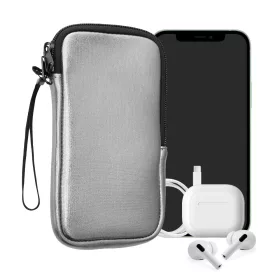 Husa Universala telefon, Marime M - 5.5 inch, Argintiu, Neopren, KWM0000099O170C