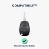 Husa Cheie Auto Kwmobile pentru Dacia/Renault 2 Butoane, Gri/Negru, Silicon, KWM0000253B001C