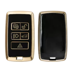   Husa Cheie Auto Kwmobile pentru Jaguar 5 Butoane, Negru/Auriu, Silicon, KWM0000256I001C