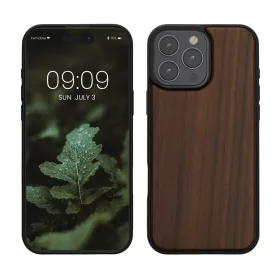 Husa Apple iPhone 16 Pro Max, Maro, Lemn/Silicon, KWM000022UR001C