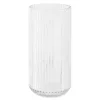 Vaza ribbed Navaris, 11.5x25 cm, transparenta, cilindrica, pentru flori si buchete, transparent, sticla