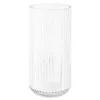 Vaza ribbed Navaris, 11.5x25 cm, transparenta, cilindrica, pentru flori si buchete, transparent, sticla