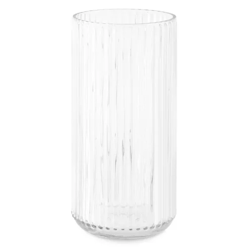 Vaza ribbed Navaris, 11.5x25 cm, transparenta, cilindrica, pentru flori si buchete, transparent, sticla