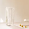 Vaza ribbed Navaris, 11.5x25 cm, transparenta, cilindrica, pentru flori si buchete, transparent, sticla