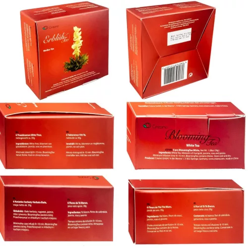 Set degustare ceai infloritor Creano ErbluhTee, 6 sfere, 6 sortimente, ceai alb