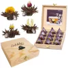 Set cadou ceai infloritor Creano ErbluhTeelini, 12 bile, ceai negru, 4 sortimente, cutie lemn