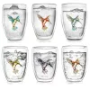 Set 6 pahare termice Creano Hummi, 250 ml, sticla borosilicata, perete dublu, decor colibri