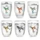 Set 6 pahare termice Creano Hummi, 250 ml, sticla borosilicata, perete dublu, decor colibri