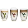 Set 6 pahare termice Creano Hummi, 250 ml, sticla borosilicata, perete dublu, decor colibri