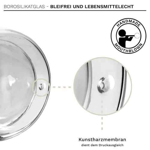 Set 6 pahare termice Creano Hummi, 250 ml, sticla borosilicata, perete dublu, decor colibri