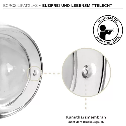 Halba termica Creano pentru bere, 500 ml, sticla borosilicata, perete dublu, cu maner