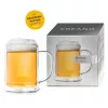 Halba termica Creano pentru bere, 500 ml, sticla borosilicata, perete dublu, cu maner