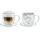 Set 2 cani termice Creano, 250 ml, sticla borosilicata, perete dublu, cu farfurioara