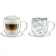 Set 2 cani termice Creano, 250 ml, sticla borosilicata, perete dublu, cu farfurioara