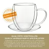 Set 2 cani termice Creano, 250 ml, sticla borosilicata, perete dublu, cu farfurioara