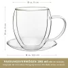 Set 2 cani termice Creano, 250 ml, sticla borosilicata, perete dublu, cu farfurioara