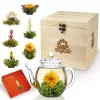 Set cadou Ceai Creano cu Ceainic 500ml, 6 varietati diferite, cutie eleganta din lemn, alb