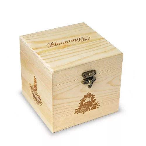 Set ceai infloritor Creano ErbluhTee, 6 bile, cutie din lemn decorativa, ceai alb, 11, 5x11, 5x11, 5cm