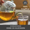 Ceainic din sticla Creano, 1 L, 3 piese, cu infuzor din inox, capac, anti-picurare
