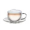 Cana termica Creano, 250 ml, sticla borosilicata, perete dublu, cu farfurioara