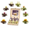 Set cadou ceai infloritor Creano Teelini, 12 plicuri, 8 sortimente, cutie din lemn, ceai alb/negru