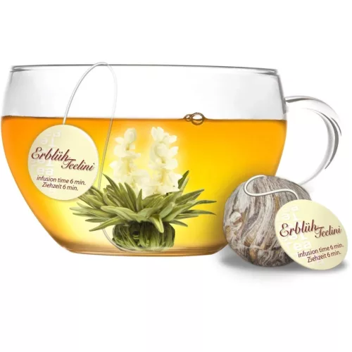 Set cadou ceai infloritor Creano Teelini, 12 plicuri, 8 sortimente, cutie din lemn, ceai alb/negru