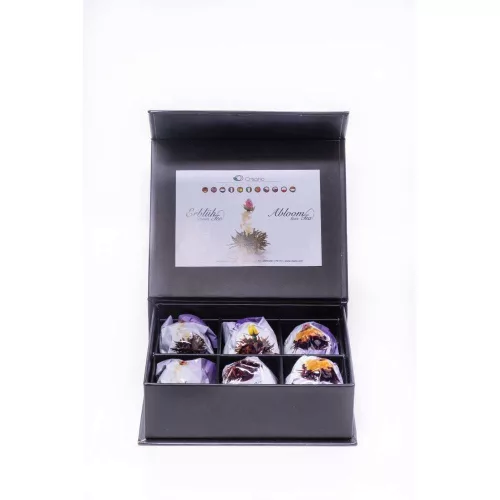 Amestec de ceai Creano Flowering Tea Mix ceai negru, aroma florala, set 6 bucati, cutie magnetica