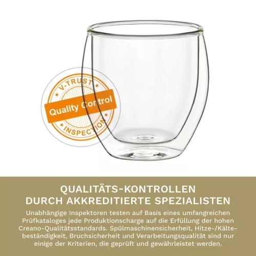 Set 4 pahare espresso termice Creano, 100 ml, sticla borosilicata, perete dublu