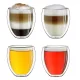 Set 4 pahare termice Creano DG-Bauchig, 250 ml, sticla borosilicata, perete dublu
