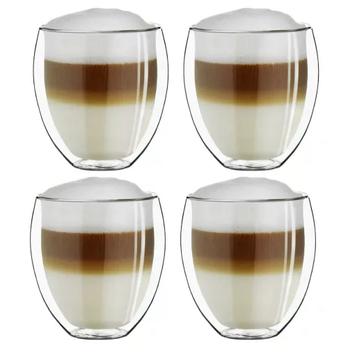 Set 4 pahare termice Creano DG-Bauchig, 400 ml, sticla borosilicata, perete dublu