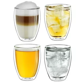   Set 4 pahare termice Creano DG-Hoch, 250 ml, sticla borosilicata, perete dublu