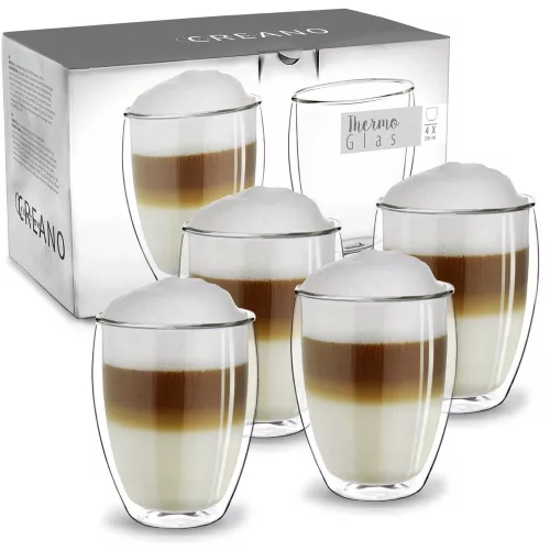 Set 4 pahare termice Creano DG-Hoch, 250 ml, sticla borosilicata, perete dublu