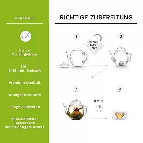 Set degustare ceai infloritor Creano ErbluehTee, 6 bile, ceai verde, 6 arome
