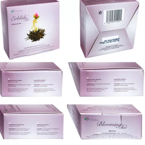 Set degustare ceai infloritor Creano ErbluhTee, 6 bile, 3 sortimente, cutie cadou, ceai negru