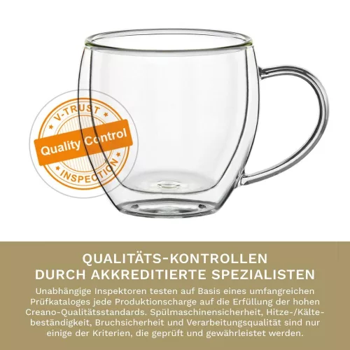 Set 6 cesti espresso termice Creano DG-BH, 100 ml, sticla borosilicata, perete dublu