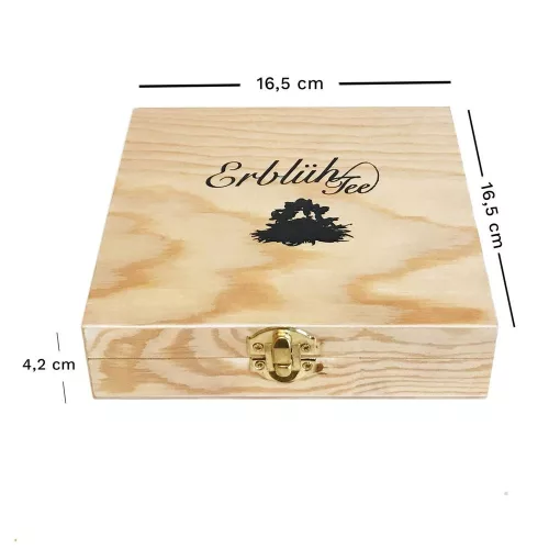 Set cadou ceai infloritor, Creano ErbluhTee, 12 bile, 6 sortimente, cutie din lemn, ceai verde