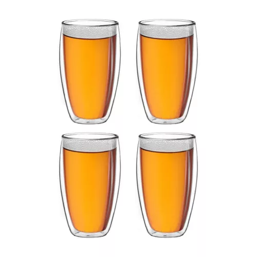 Set 4 pahare termice Creano DG-SH, 250 ml, sticla borosilicata, perete dublu