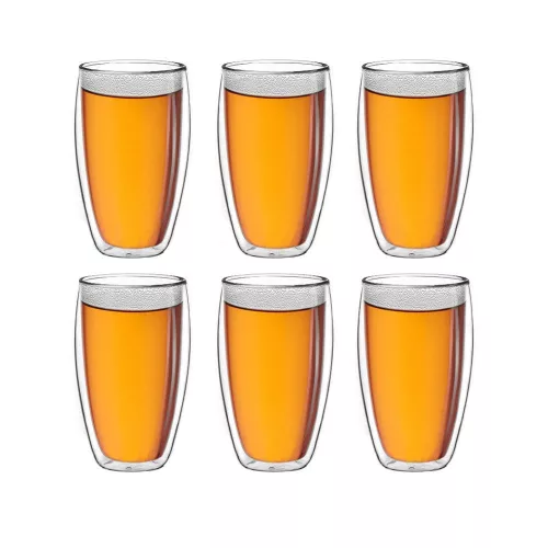 Set 6 pahare termice Creano DG-SH, 250 ml, sticla borosilicata, perete dublu