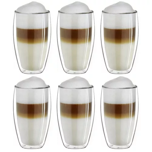 Set 6 pahare termice Creano DG-SH, 400 ml, sticla borosilicata, perete dublu