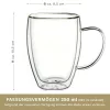 Set 6 cani termice Creano cu maner, 250 ml, sticla borosilicata, perete dublu