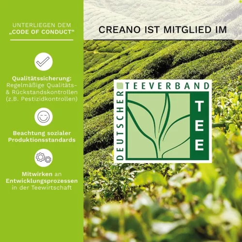 Set cadou ceai infloritor Creano Teelini, cana sticla 200 ml cu capac, 8 plicuri ceai verde
