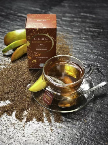 Ceai Bio Creano Rooibos cu Mango, 20 plicuri, gust rotund, aroma fructata