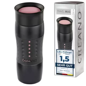   Cana termos Creano Design Travel Mug, 420 ml, inox, etansa, deschidere 360, roz