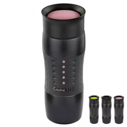 Cana termos Creano Design Travel Mug, 420 ml, inox, etansa, deschidere 360, roz