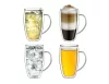 Set 4 cani termice Creano DG-SHH, 250 ml, sticla borosilicata, perete dublu, cu maner