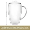 Set 4 cani termice Creano DG-SHH, 250 ml, sticla borosilicata, perete dublu, cu maner