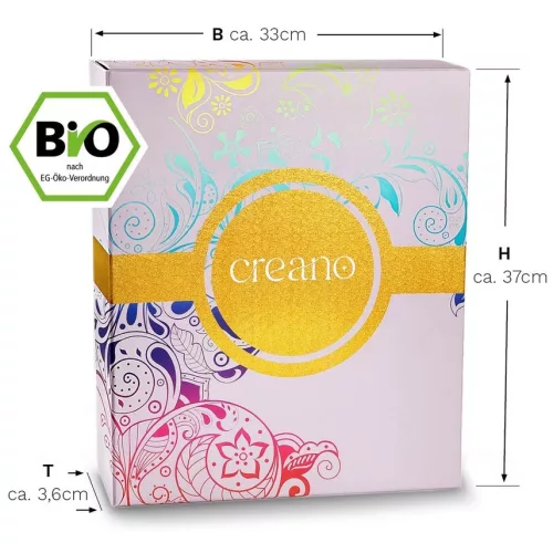 Set Cadou Ceai Bio Creano, 45 plicuri, 9 sortimente, mix plante, fructe si condimente, 90 g, 25x27, 7x4, 5 cm